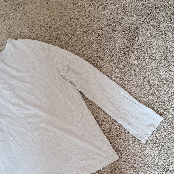 Light Gray Long Sleeve Henley Shirt Roll Up Sleeves - Picture 11 of 14